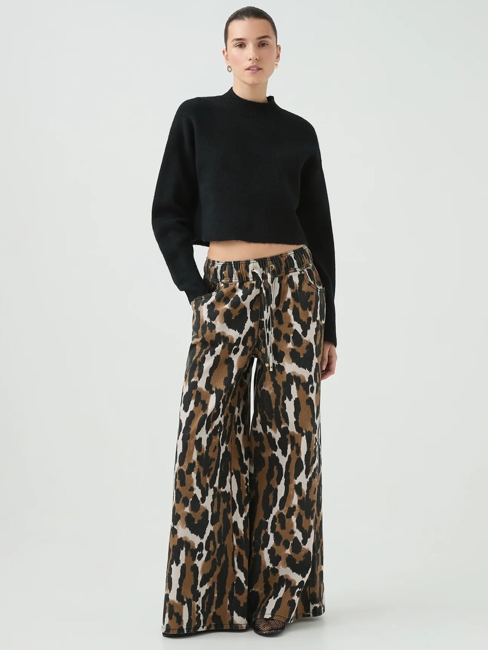 AJE Studio Sienna Wide Leg Jeans Animal Print - Picture 1 of 15